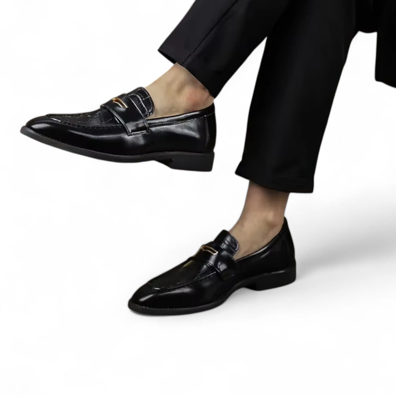Mocassin En Cuir Vernis Noir Luxe Pour Homme