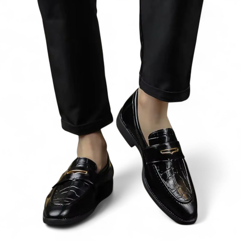 Mocassin En Cuir Vernis Noir Luxe Pour Homme