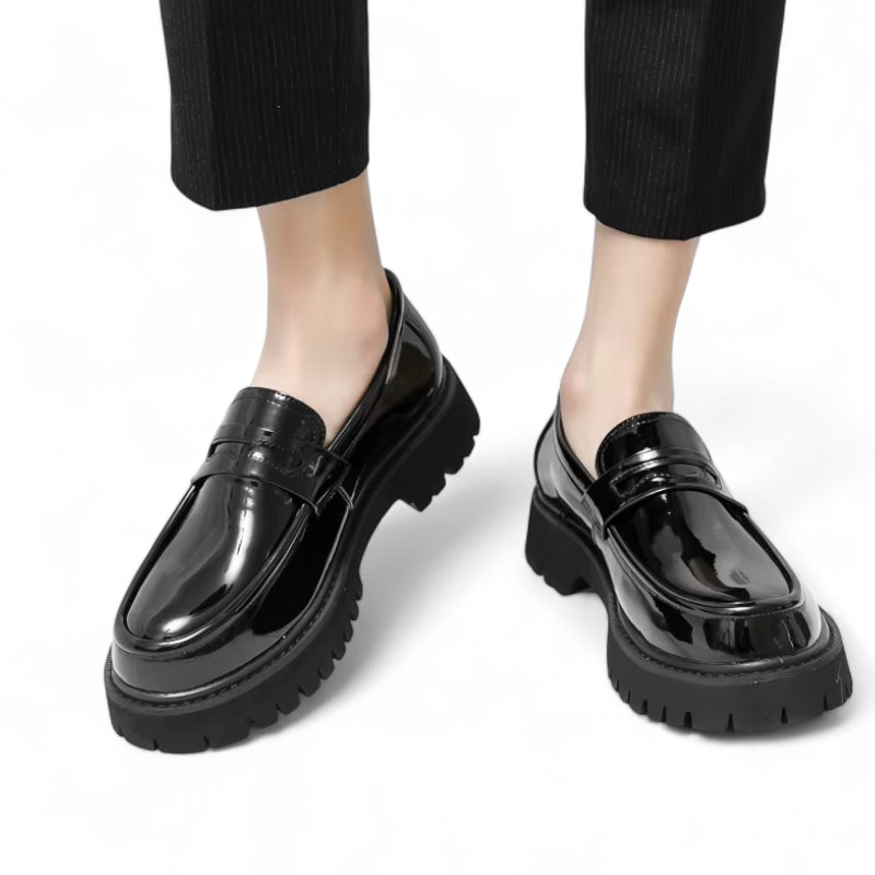 Mocassin Plateforme En Cuir Vernis Pour Homme