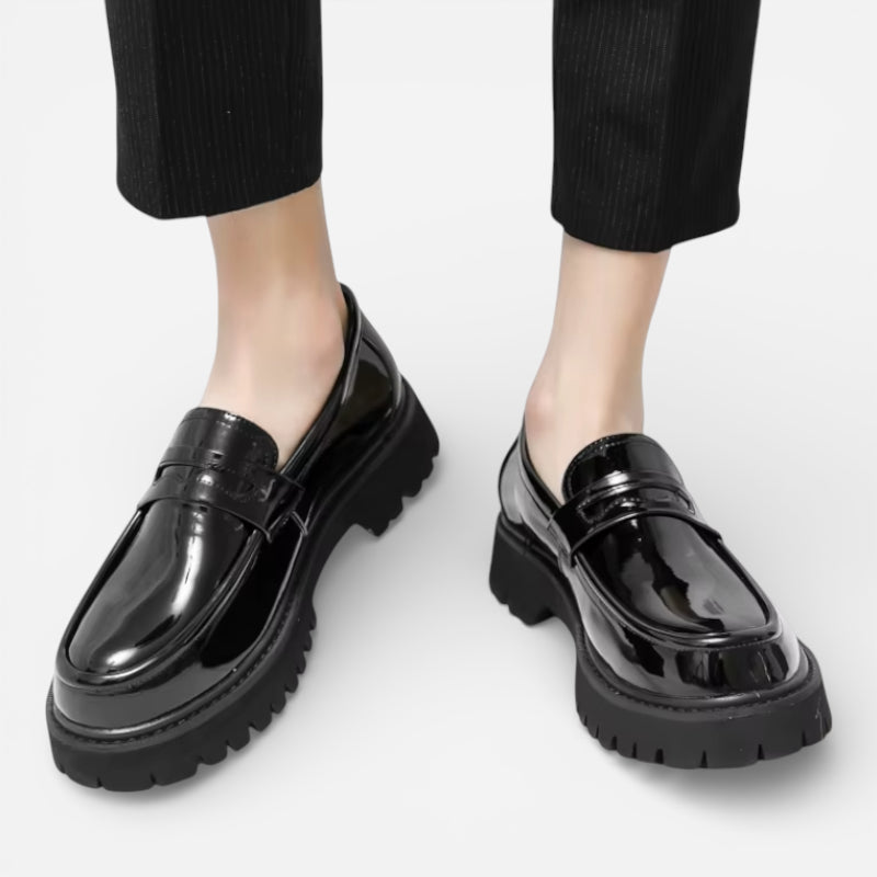 Mocassin Plateforme En Cuir Vernis Pour Homme