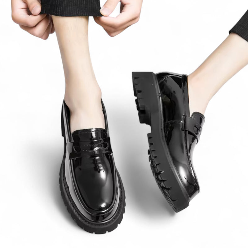 Mocassin Plateforme En Cuir Vernis Pour Homme