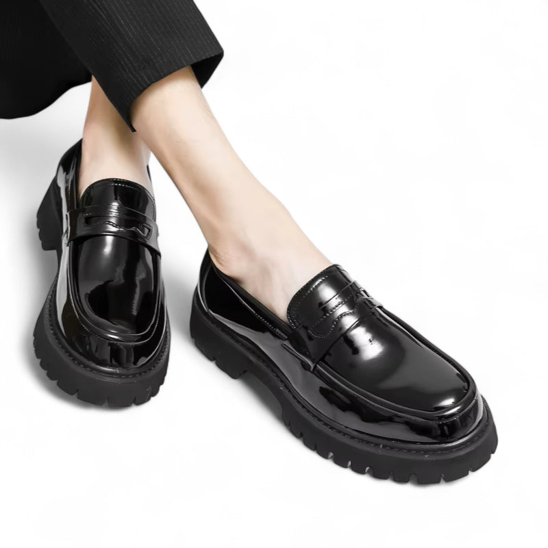 Mocassin Plateforme En Cuir Vernis Pour Homme