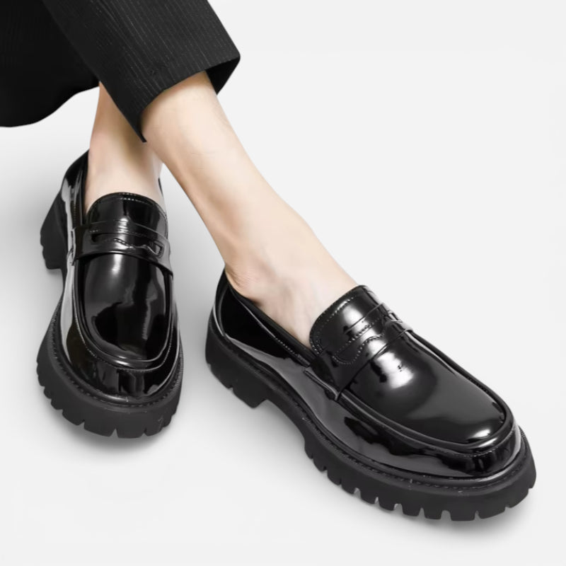 Mocassin Plateforme En Cuir Vernis Pour Homme