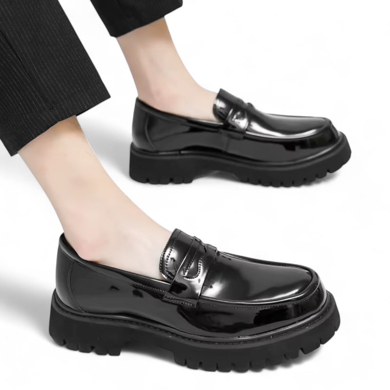 Mocassin Plateforme En Cuir Vernis Pour Homme