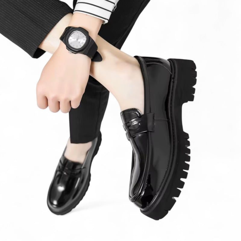 Mocassin Plateforme En Cuir Vernis Pour Homme