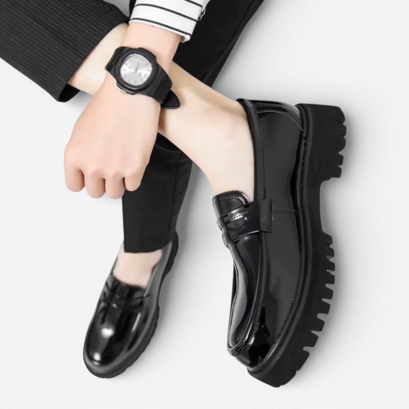 Mocassin Plateforme En Cuir Vernis Pour Homme