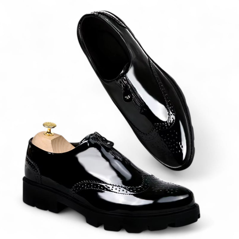 Mocassin Cuir Noir Fermeture Homme