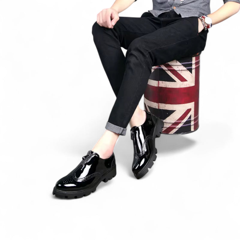 Mocassin Cuir Noir Fermeture Homme