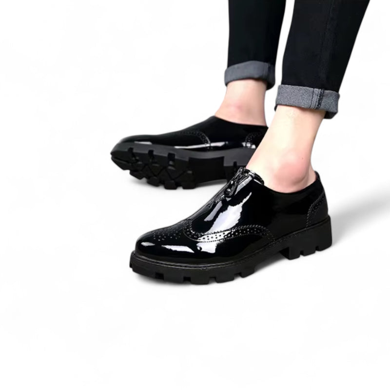 Mocassin Cuir Noir Fermeture Homme