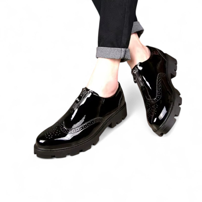 Mocassin Cuir Noir Fermeture Homme