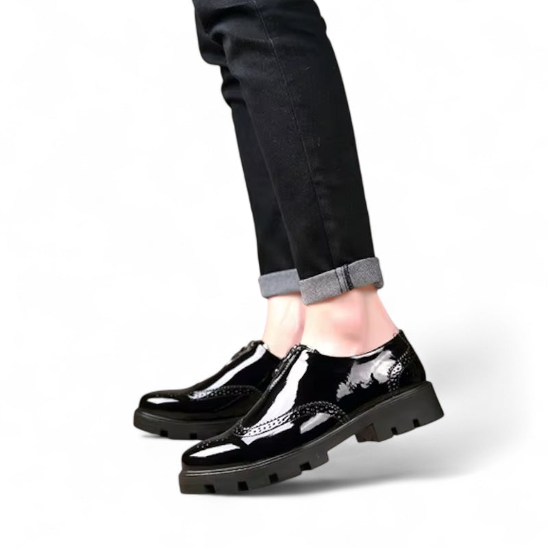 Mocassin Cuir Noir Fermeture Homme