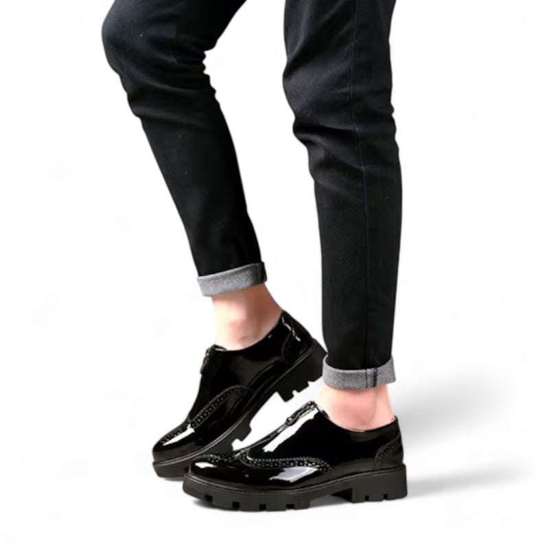 Mocassin Cuir Noir Fermeture Homme