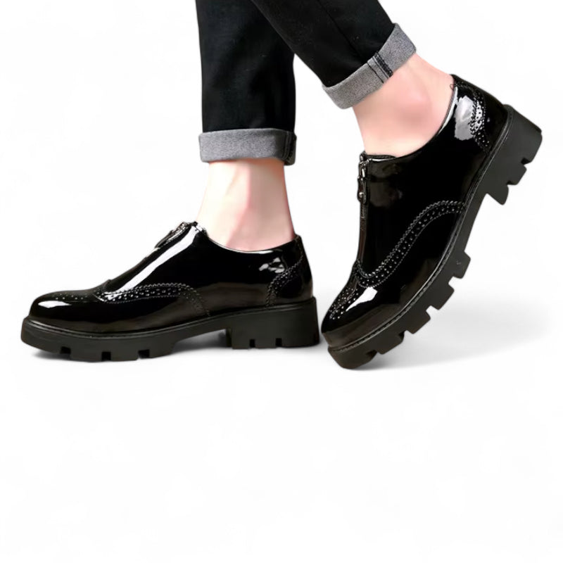 Mocassin Cuir Noir Fermeture Homme