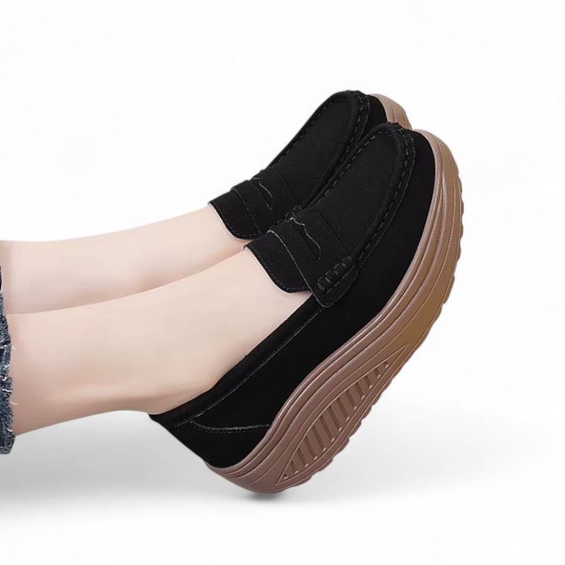 Mocassins Femme Noir Plateforme