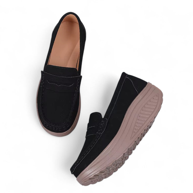 Mocassins Femme Noir Plateforme