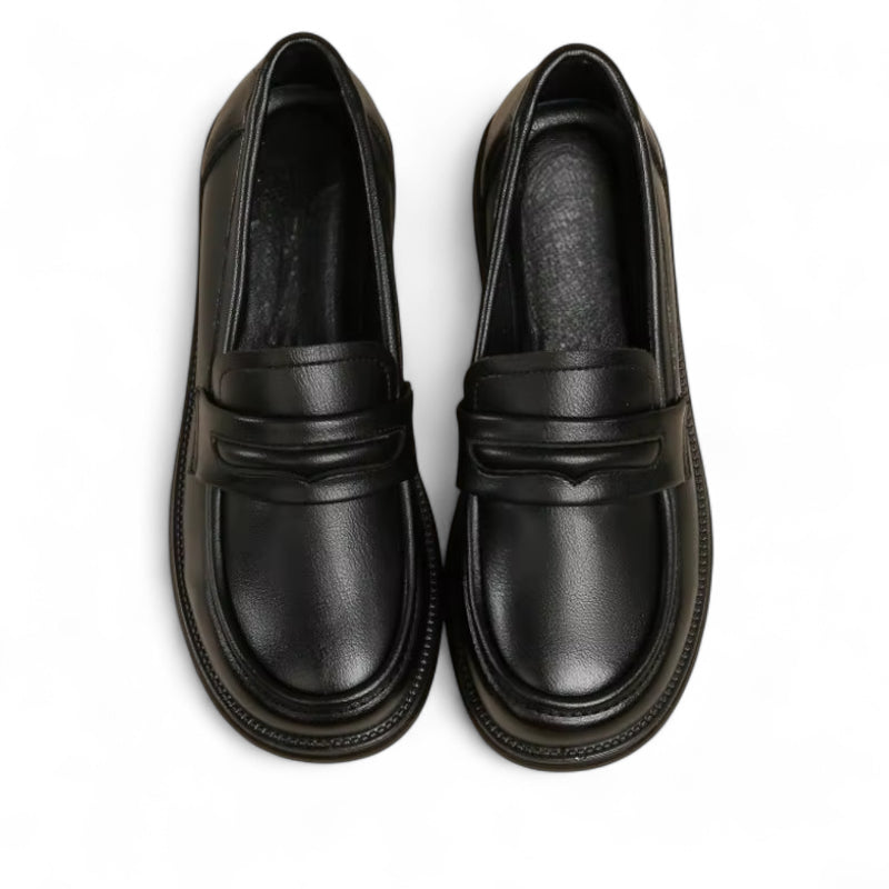 Mocassin En Cuir Noir Vernis Femme à Talon Chic