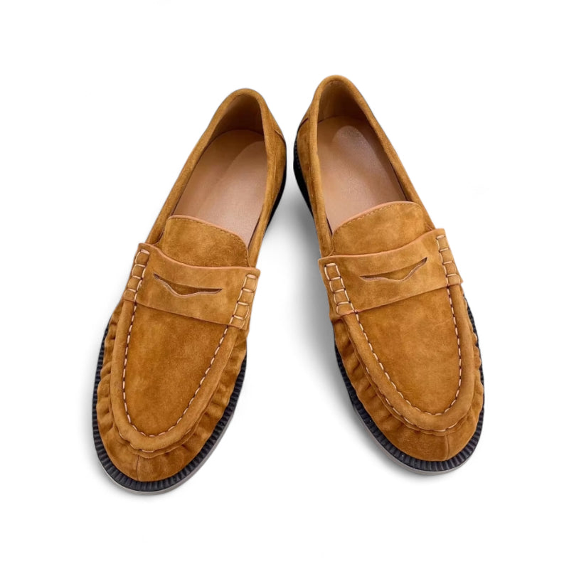 Mocassin Premium En Daim Camel Femme