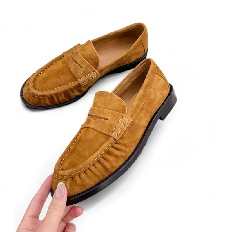 Mocassin Premium En Daim Camel Femme