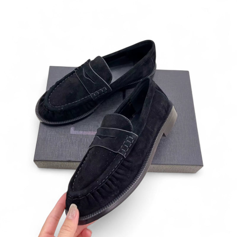 Mocassin Daim Premium Noir Femme