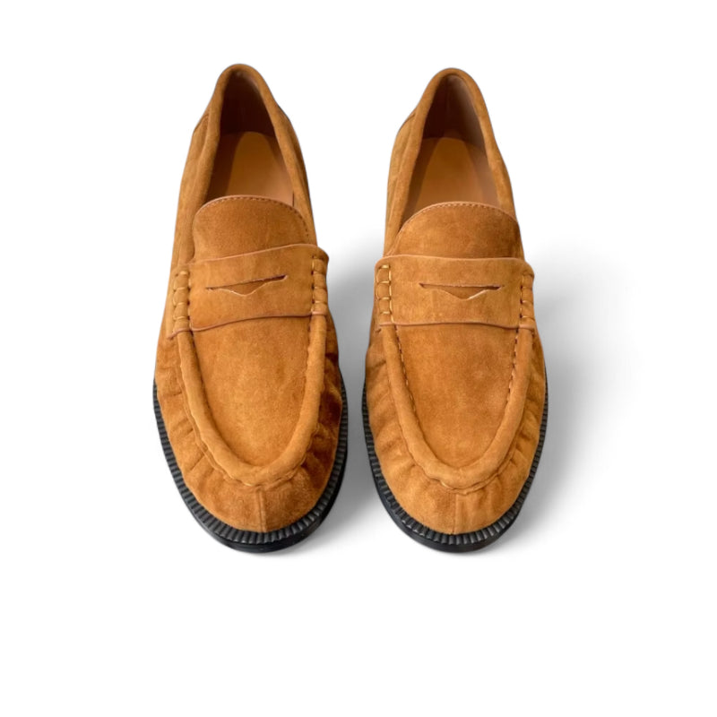 Mocassin Premium En Daim Camel Femme