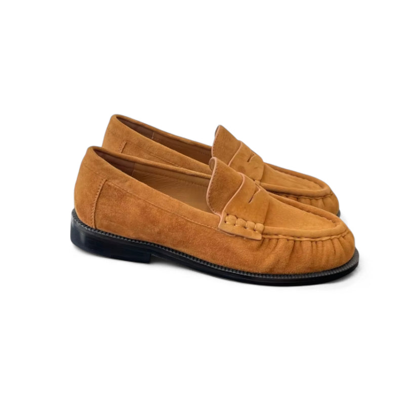 Mocassin Premium En Daim Camel Femme