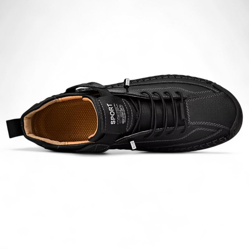 Mocassin En Cuir Noir Pour Homme à Lacets Avec Coutures