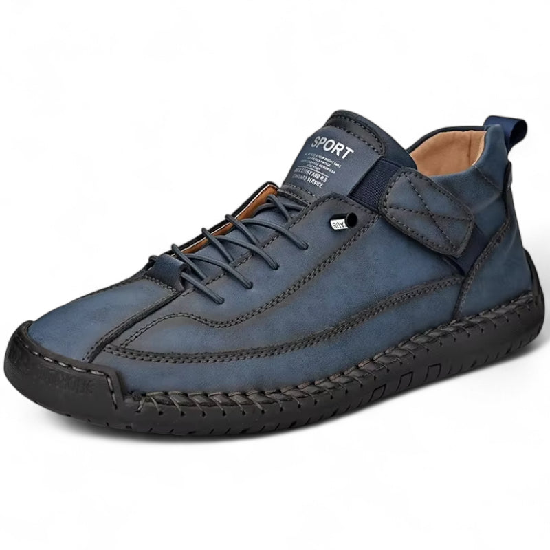 Mocassin En Cuir Bleu Marine à Lacets à Couture Pour Homme