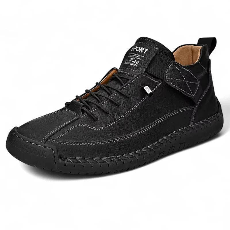 Mocassin En Cuir Noir Pour Homme à Lacets Avec Coutures