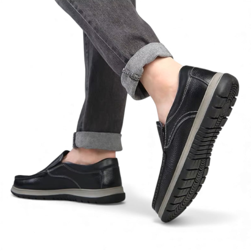 Mocassin En Cuir Noir Pour Homme épais
