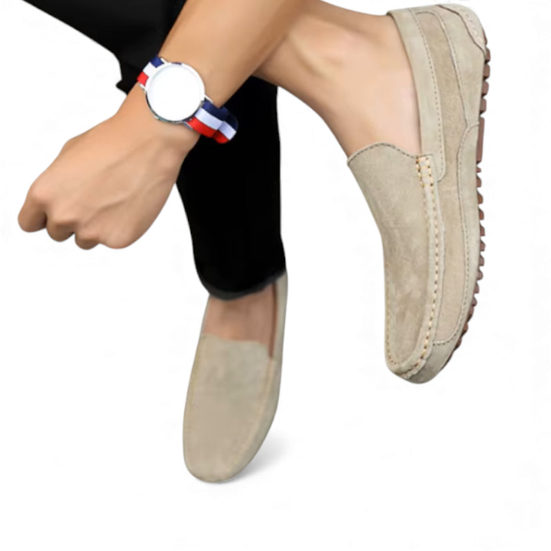 Mocassin En Daim Beige Pour Homme