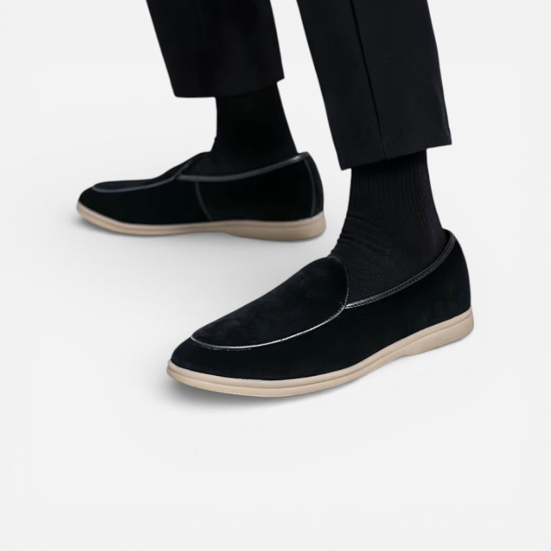 Mocassin En Daim Noir Pour Homme