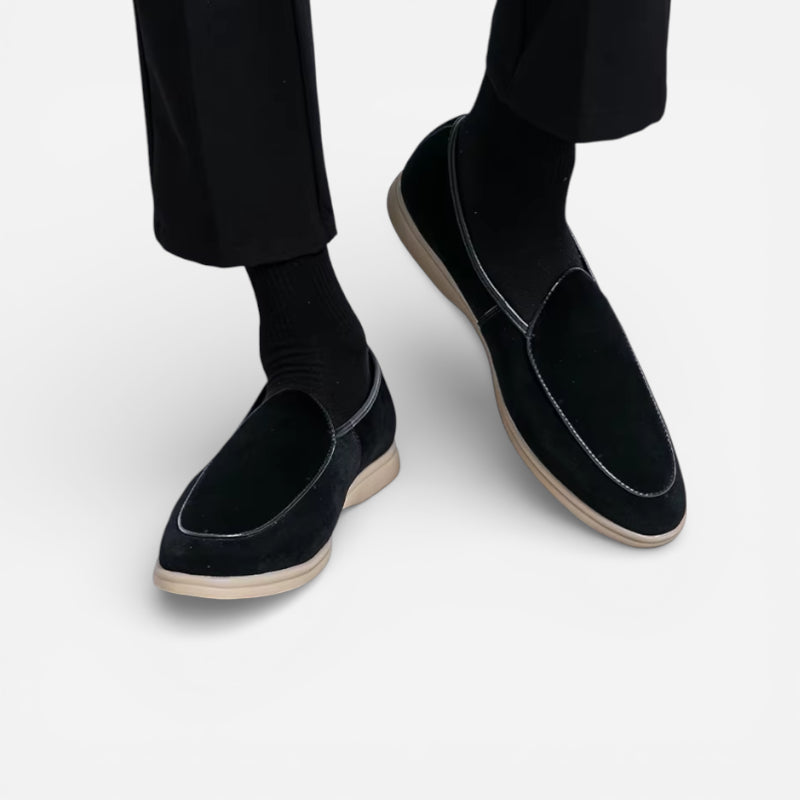 Mocassin En Daim Noir Pour Homme