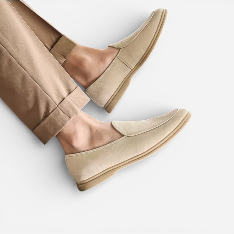 Mocassin Homme En Daim Beige épuré