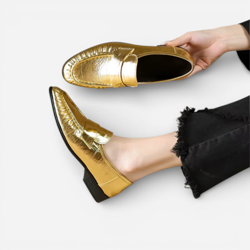 Mocassin Doré Pour Femme