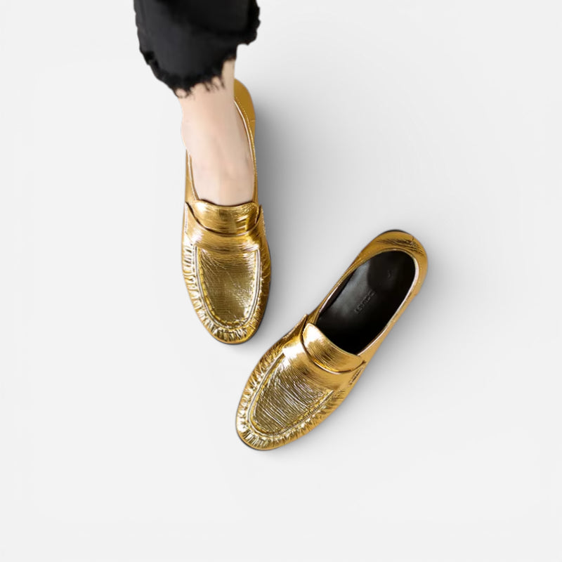 Mocassin Doré Pour Femme