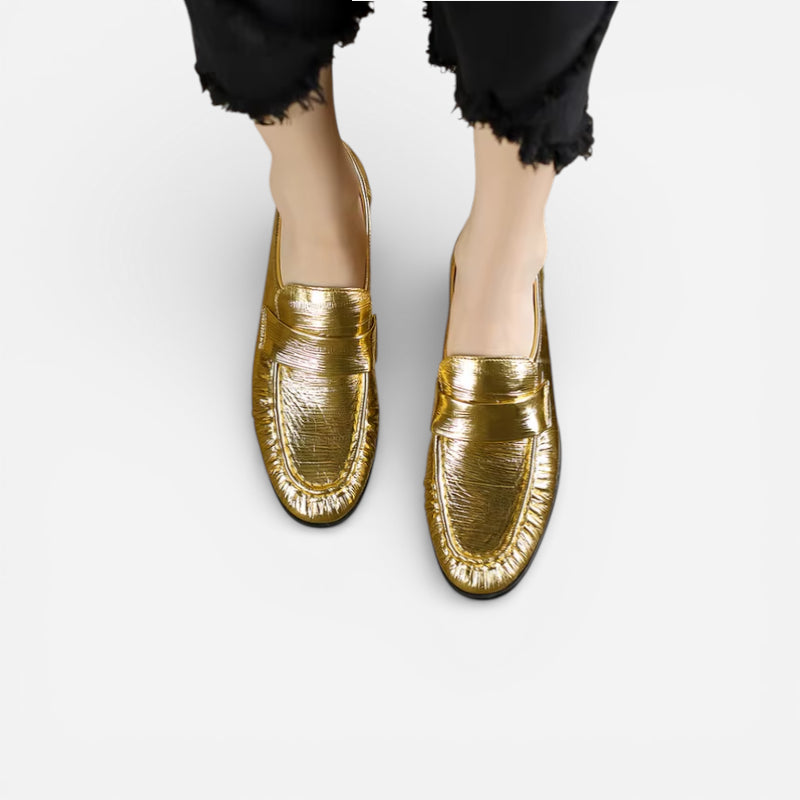 Mocassin Doré Pour Femme