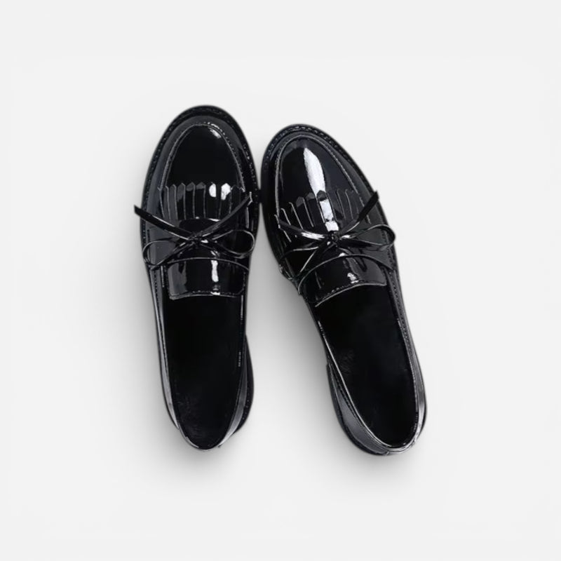 Mocassin Noir Brillant Femme