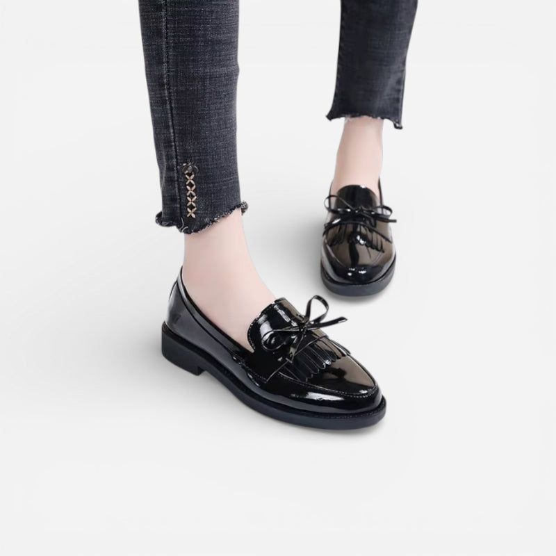 Mocassin Noir Brillant Femme