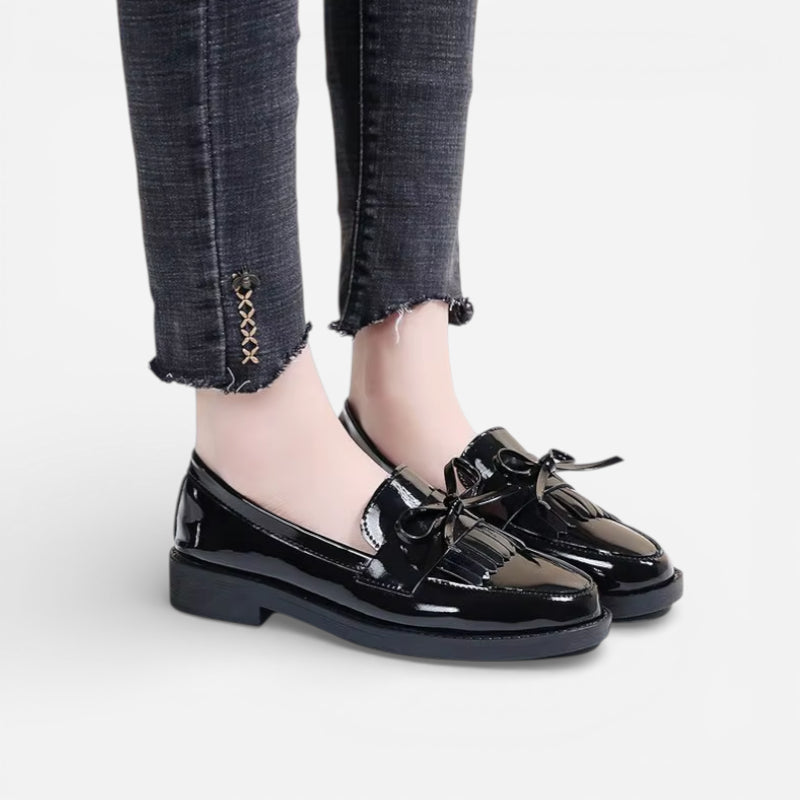 Mocassin Noir Brillant Femme