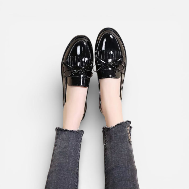 Mocassin Noir Brillant Femme