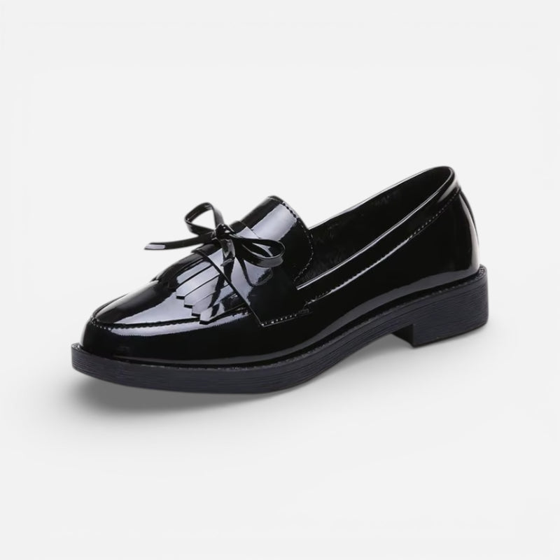 Mocassin Noir Brillant Femme