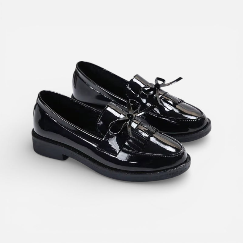 Mocassin Noir Brillant Femme