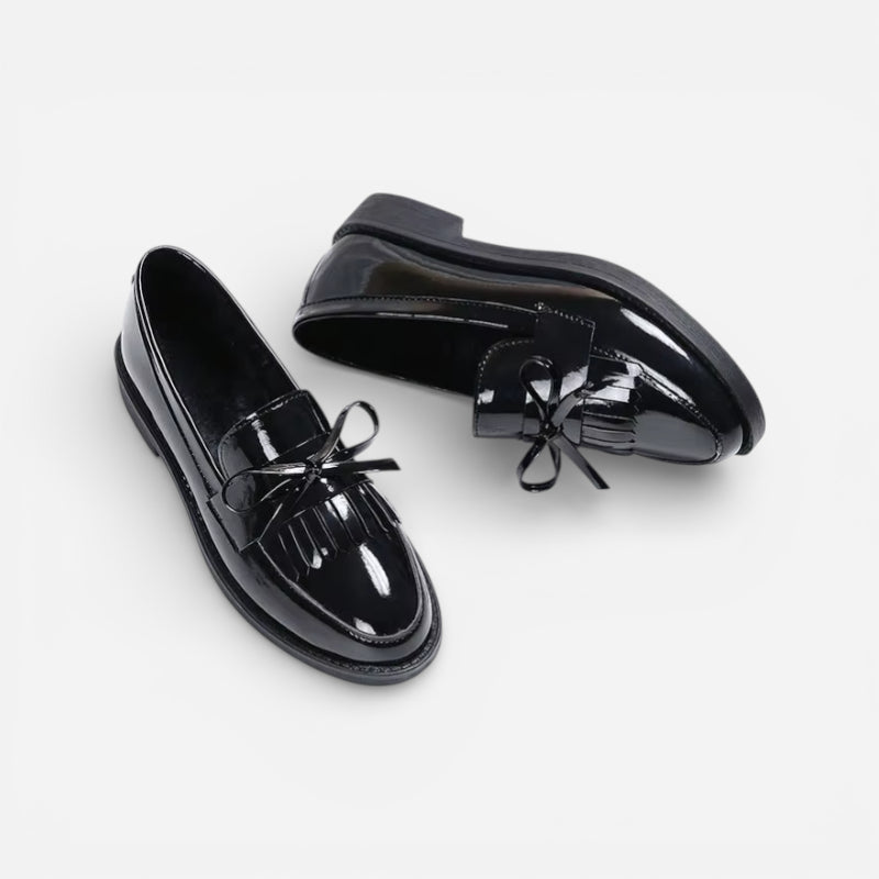 Mocassin Noir Brillant Femme