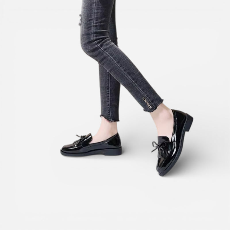 Mocassin Noir Brillant Femme