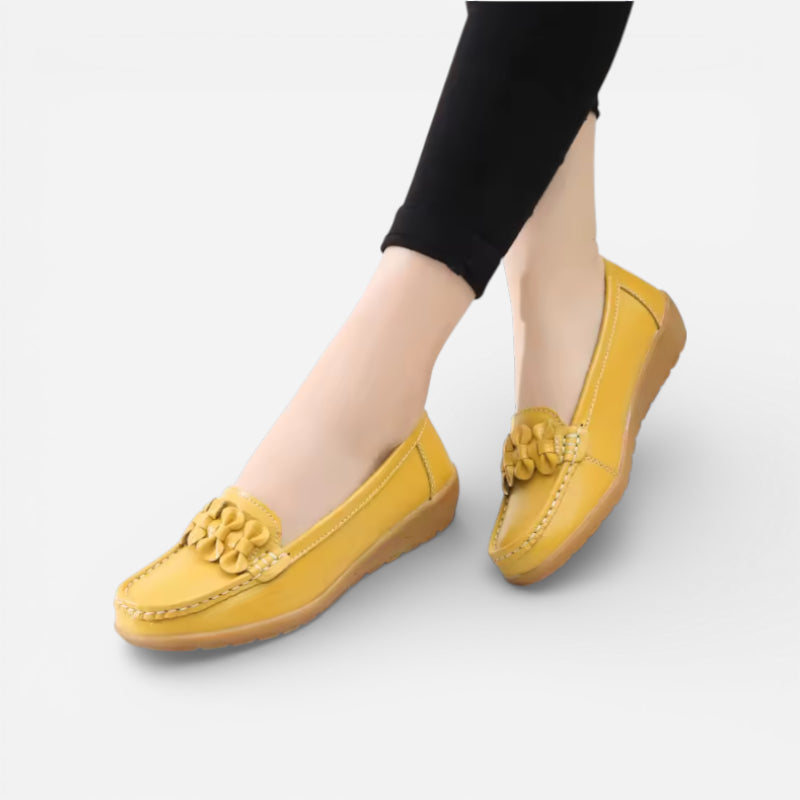 Mocassin En Cuir Jaune Pour Femme