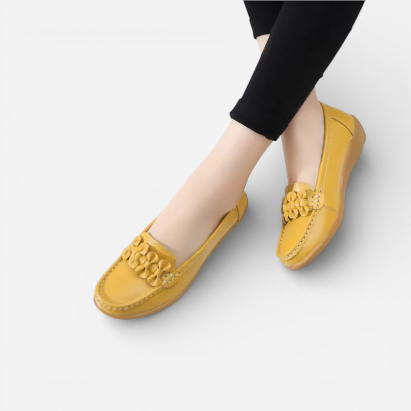Mocassin En Cuir Jaune Pour Femme