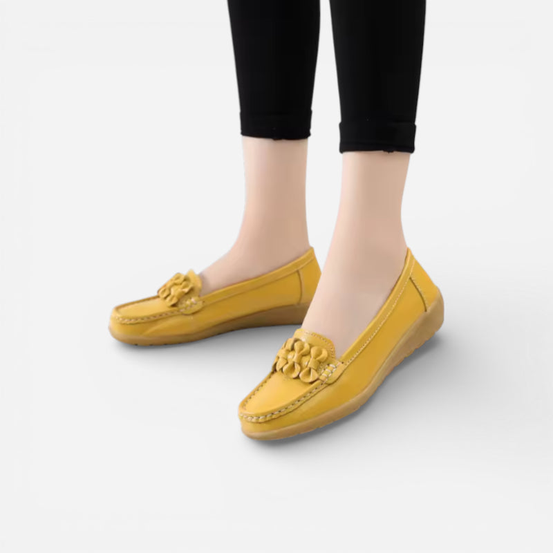 Mocassin En Cuir Jaune Pour Femme