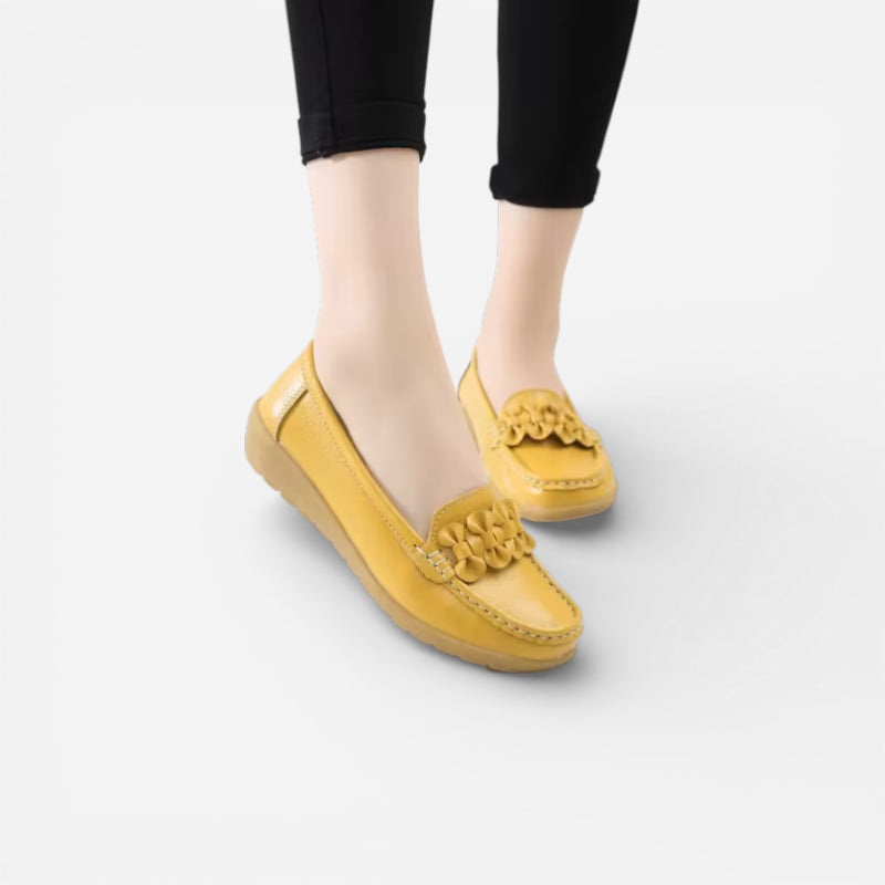 Mocassin En Cuir Jaune Pour Femme