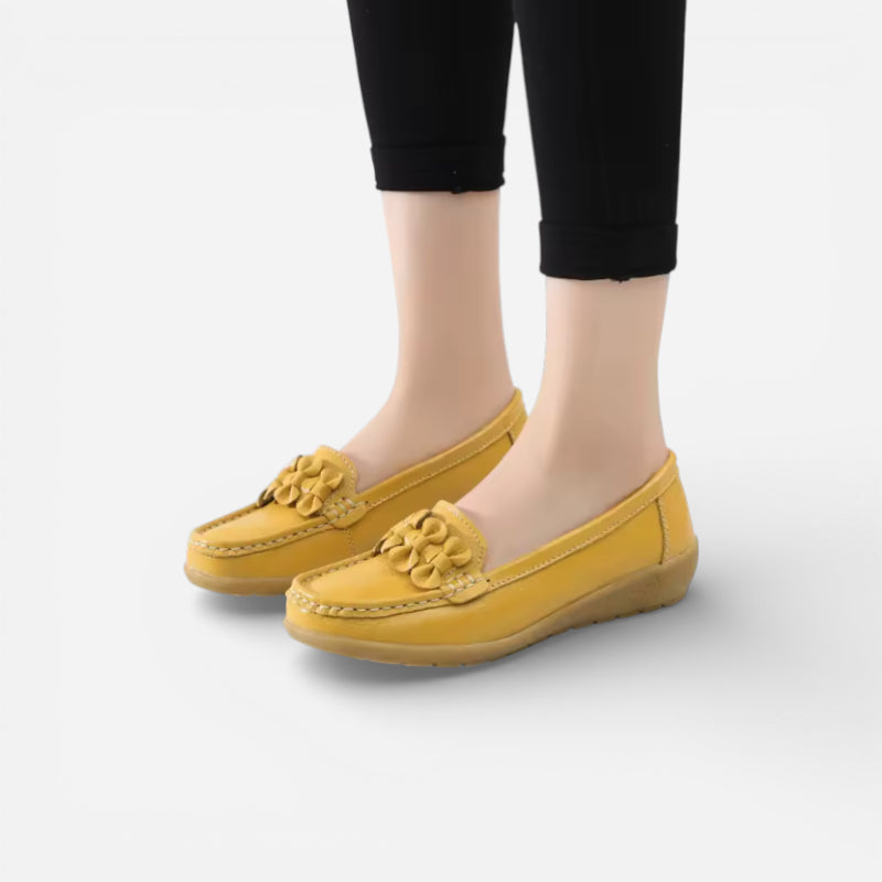 Mocassin En Cuir Jaune Pour Femme
