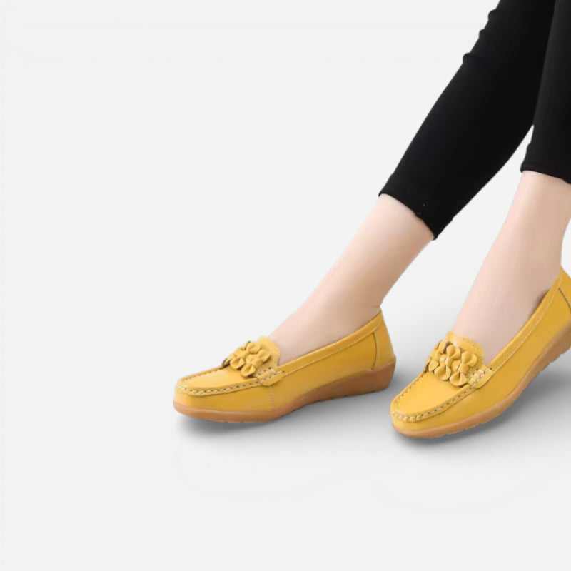 Mocassin En Cuir Jaune Pour Femme